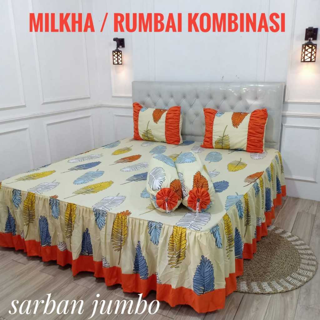 BISA COD SPREI RUMBAI KOMBINASI BEST SELLER  UK 180X200 + RUMBAI KOMBINASI SARBAN JUMBO