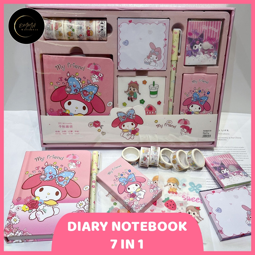 

EM Paket Alat Tulis 7 In 1 Diary Notebook Sanrio