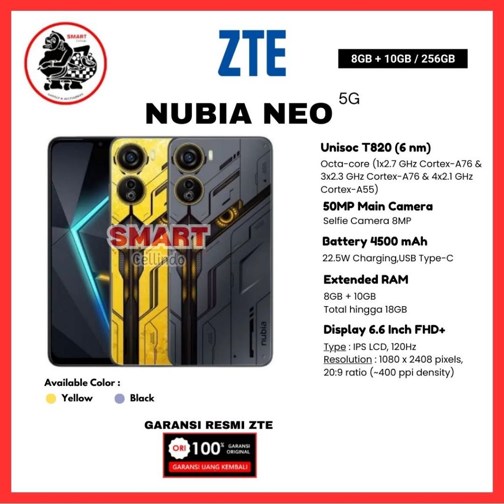 HP ZTE NUBIA NEO 5G 8GB/256GB (Garansi Resmi ZTE 1 Tahun)