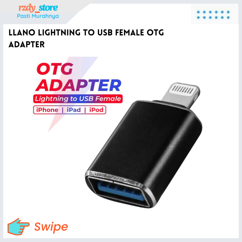 OTG Iphone to USB Kabel OTG iphone ke Flashdisk Lightning to USB Female OTG Adapter - Hitam