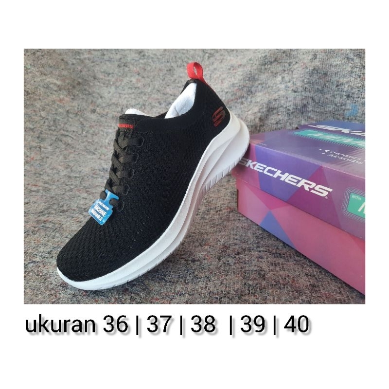 sepatu slop wanita slipon women skechers original hitam putih