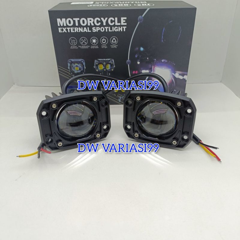 Lampu Foglamp Laser Gun Led Bumper kotak Bemper mobil 3inc Kuning Putih Free Saklar