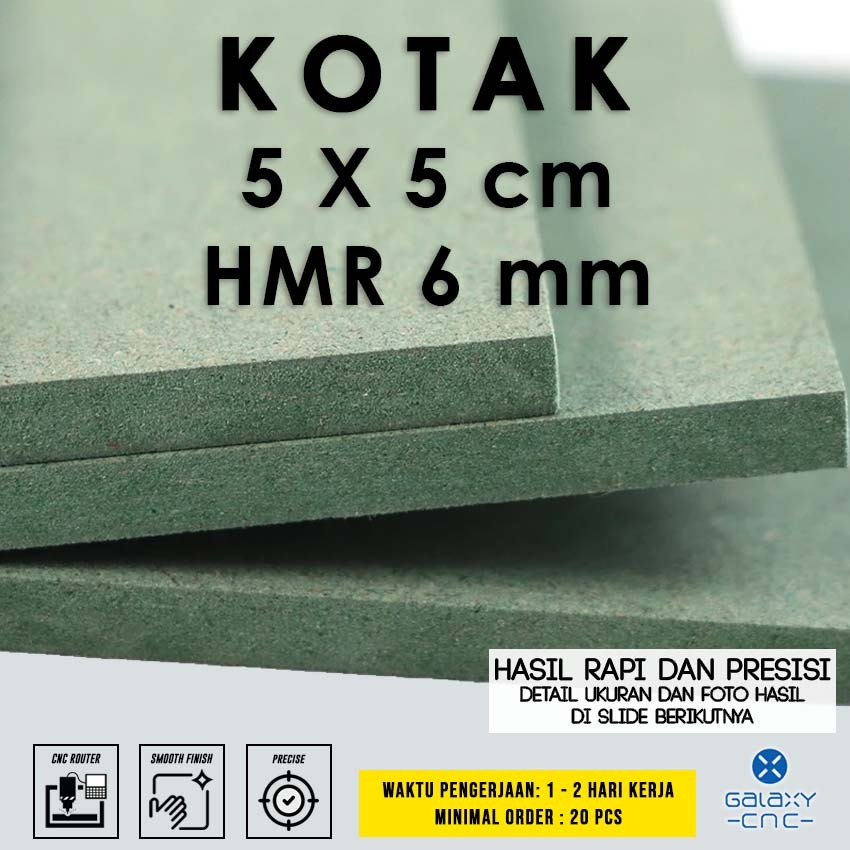 kotak 5 x 5 cm - HMR 6 mm - HMR Board / Papan MDF hijau