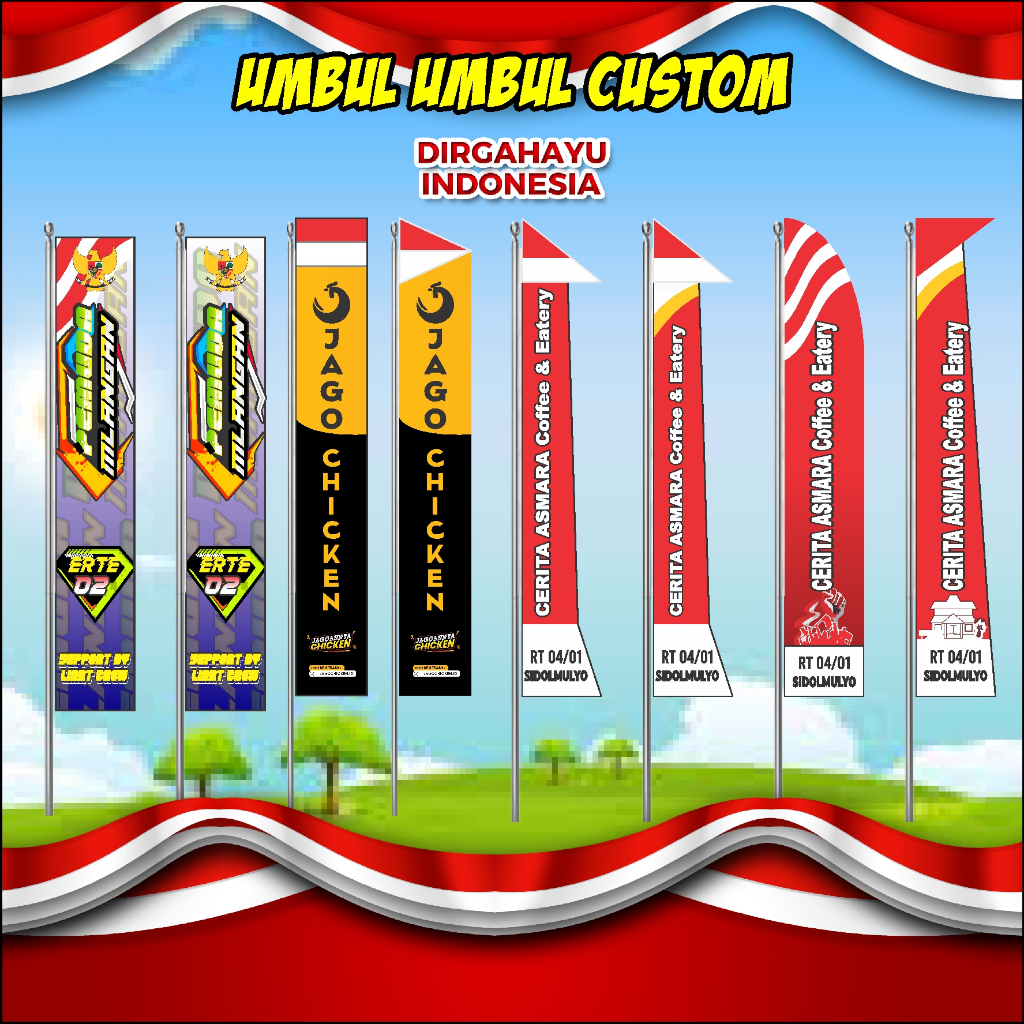 Umbul Umbul Full Print 17 Agustus Bisa Custom Desain Satuan