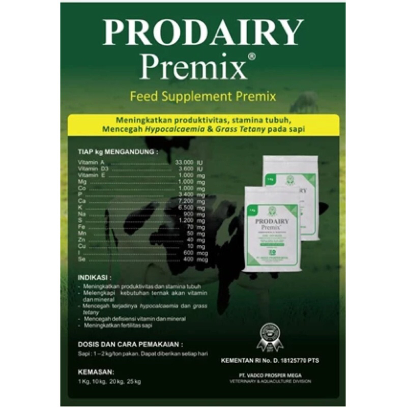 Prodairy Premix 1 Kg sapi kambing perah