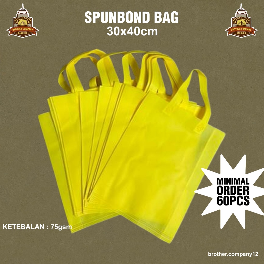 

Tas Goodie Bag Spoundbond Tali 30x40 Kuning isi 60 pcs / Tas Spounboond / Tas Belanja