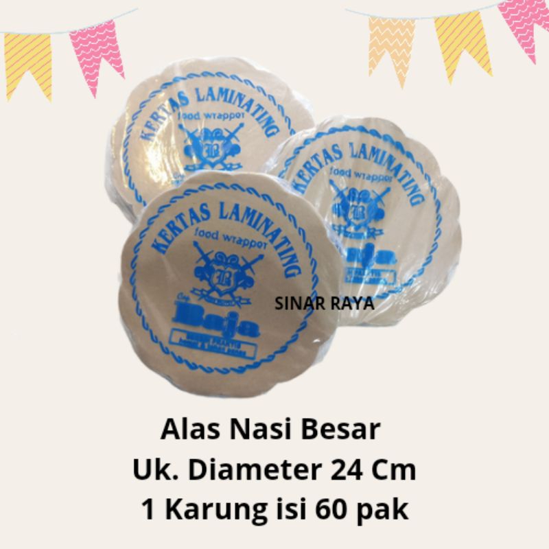 180 lembar Alas Nasi Bulat Besar / Kertas Nasi Bulat / Kertas Nasi Coklat / Nampan Makan