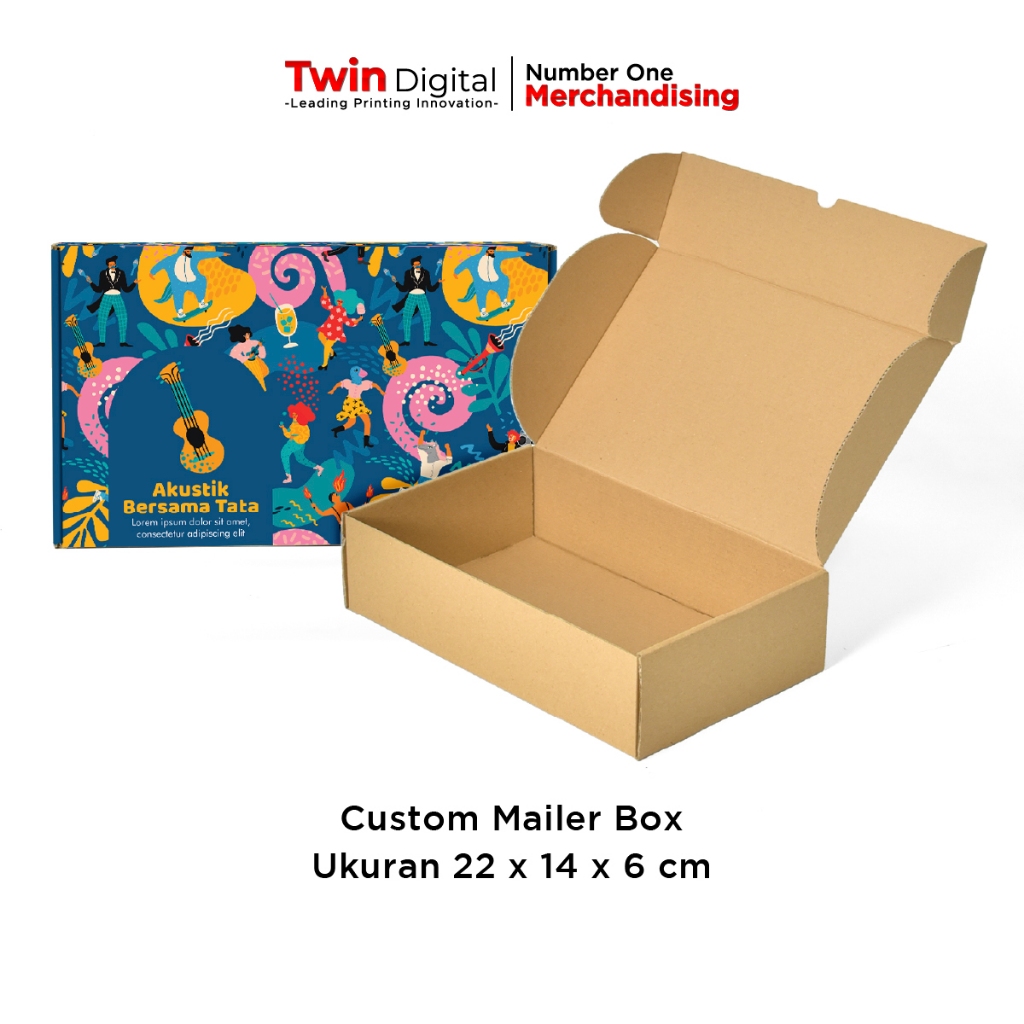 

Twindigital Custom Box Kardus / Kotak Hampers / Dus Hadiah - Mailer Box Full Print Uk 22x14x6 cm