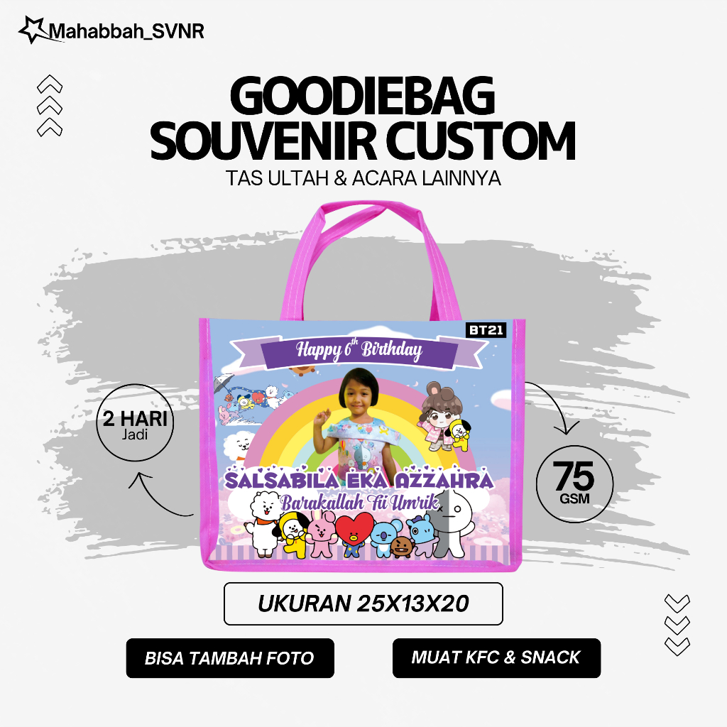 

Tas souvenir Mika Goodie Bag Ultah motif BT21