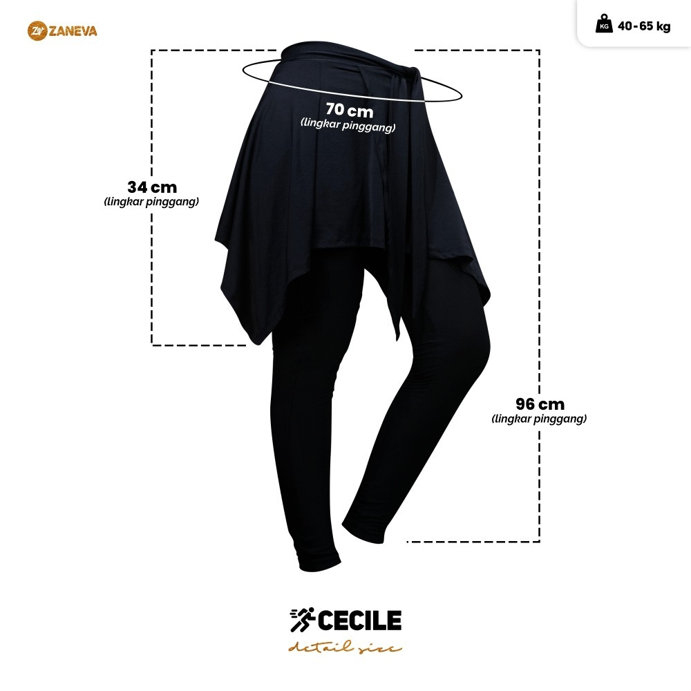 100% AMAN ZANEVA SPORTWEAR ORI - INARA LEGGING ROK PANJANG SPORTY LL SANDRINE, CECILE MODIS, ADEM &