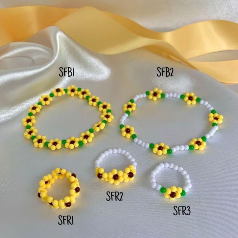 Bracelet Daisy Beads/Ring Daisy /Ring Full Daisy/ Style idol kpop /Gelang Cincin Manik /BTS /Beads