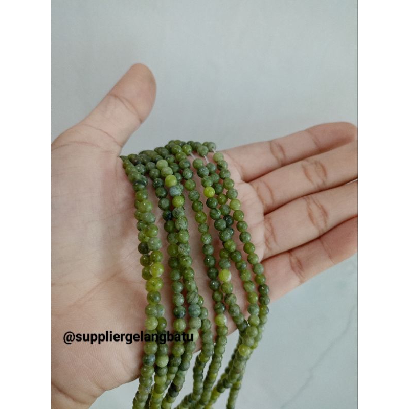 Bahan Batu Alam Giok green jade hijau 4mm sojol Sulawesi