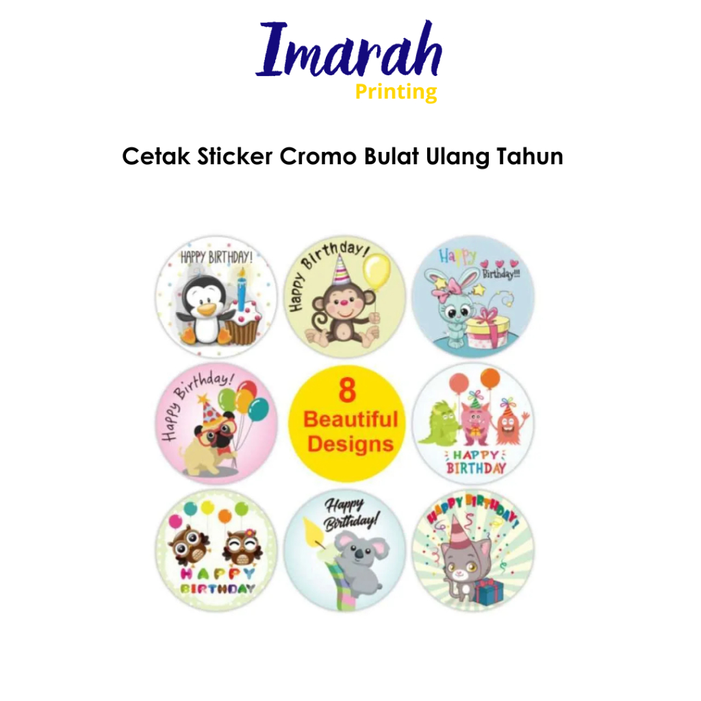 

IMARAH - Cetak Sticker Cromo Bulat Ulang Tahun / Birthday Sticker / Birthday Gift / Print Sticker Cromo Custom