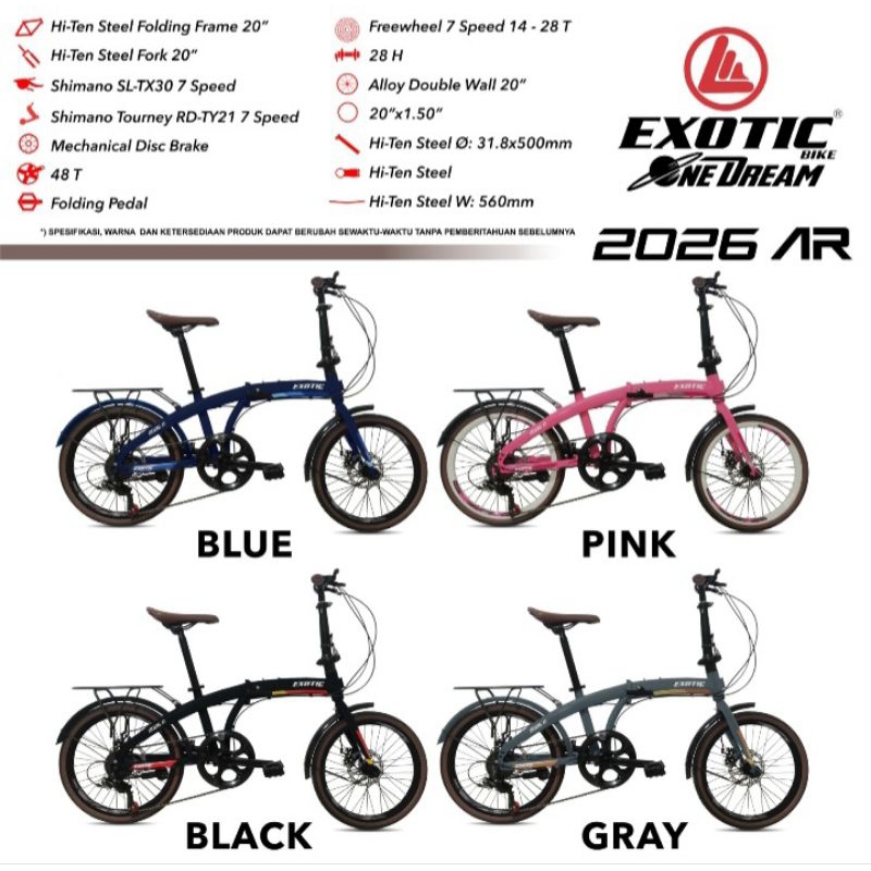 SEPEDA LIPAT REMAJA DEWASA PACIFIC MAXIMUS 7.0 ALLOY / EXOTIC ET 2026 AR STEEL 16 / 20 INCH BY PACIF