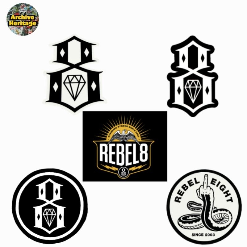 

sticker Rebel8 logo brand clothing streetwear apparel stiker