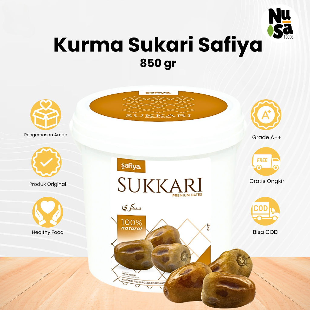 

Kurma Sukari Ember 850 Gram Safiya Kurma Raja Lembut Legit Premium
