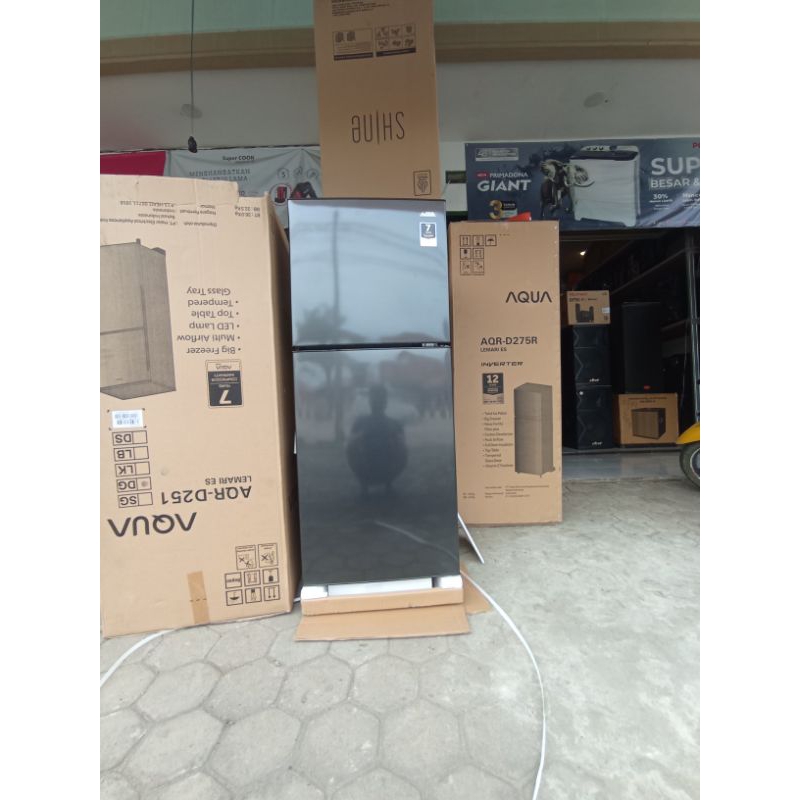 kulkas aqua 2 pintu AQR-D251 garansi resmi/kulkas 2 pintu non salju/FREE ONGKIR B.LAMPUNG
