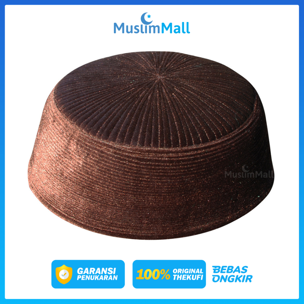 Peci Chechen Velveteen Bahan Beludru Kaku Berkualitas Warna Coklat Tua - The Kufi