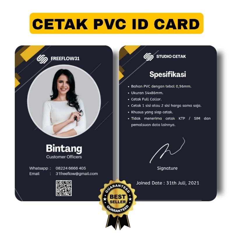 

Cetak ID Card / Kartu Anggota / Kartu Member / Bahan Pvc Tebal