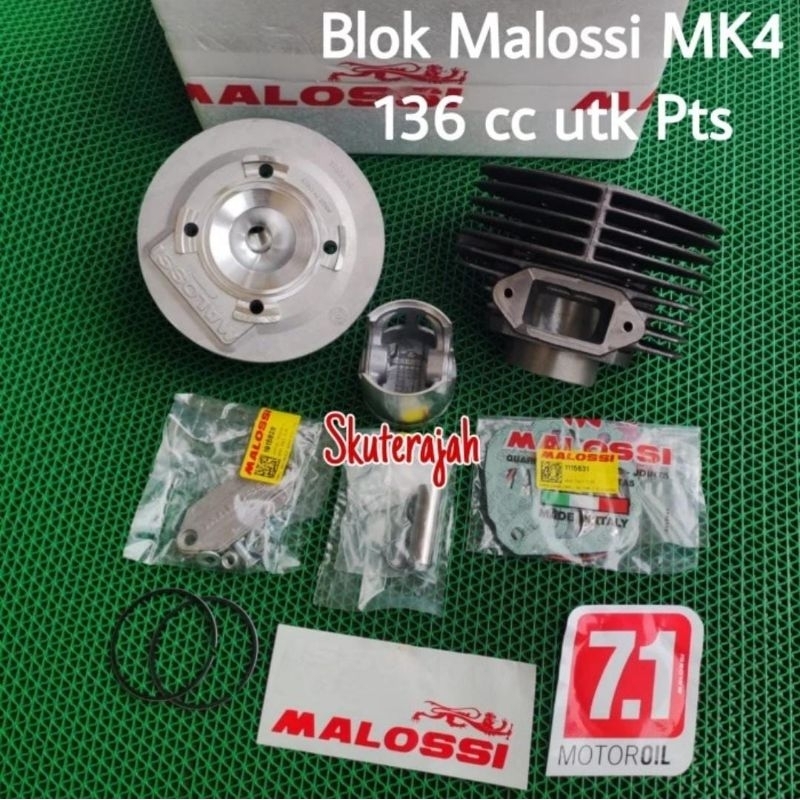 Blok Set MALOSSI Italy MK4 136 cc Cocok utk Vespa Pts Smallframe