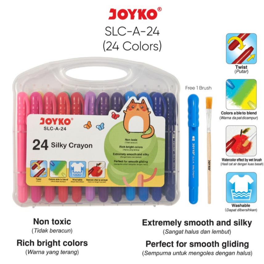 

SILKY CRAYON JOYKO 24 WARNA SLC-A-24 / Crayon Halus Joyko 24 Warna SLC-A-24