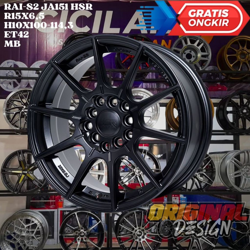 Velg Mobil SIENTA , ERTIGA , LUXIO , INNOVA , HSR RAI S2 RING 15 R15 BLACK