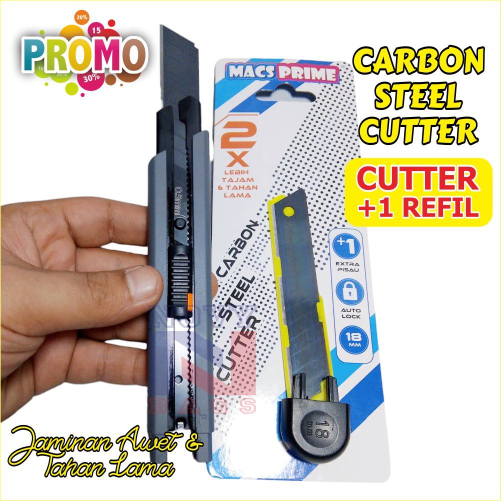 

CUTTER CARBON STEEL CUTTER MACS PRIME +1 REFIL PISAU CUTER BESI BESAR KUAT