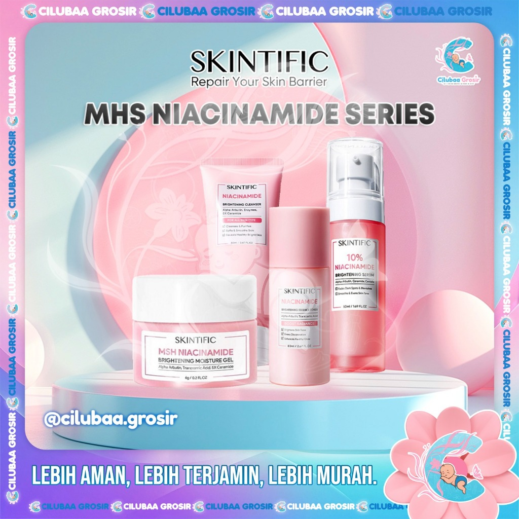 SKINTIFIC MSH Niacinamide || Bright Cleanser || Essence Toner || Moisture Gel || 10% Niacinamide Ser
