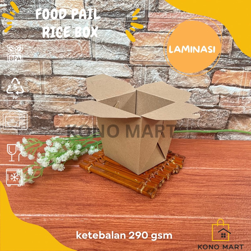Paper Food Pail Kraft Laminasi / Rice Box Take away / Lunch Box Street Food / Dus Nasi Unik Kekinian