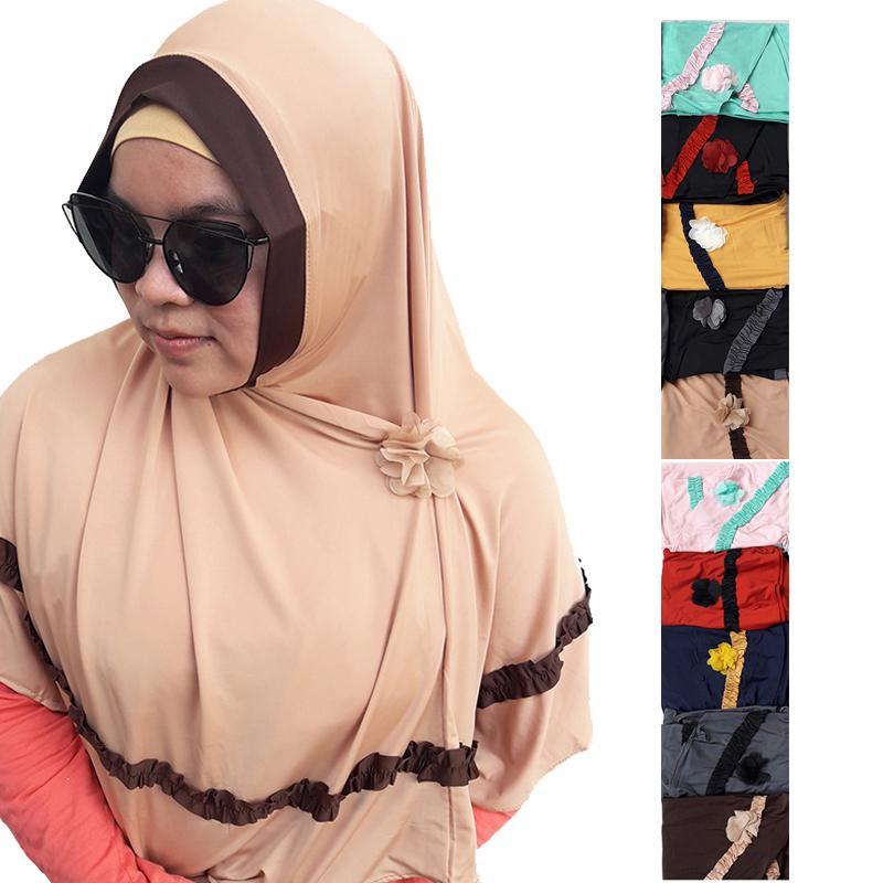 Hijab Kepala Kerudung Yasmine Jilbab Instan Syari Khimar Polos Free Bros Bunga Tanpa Pet