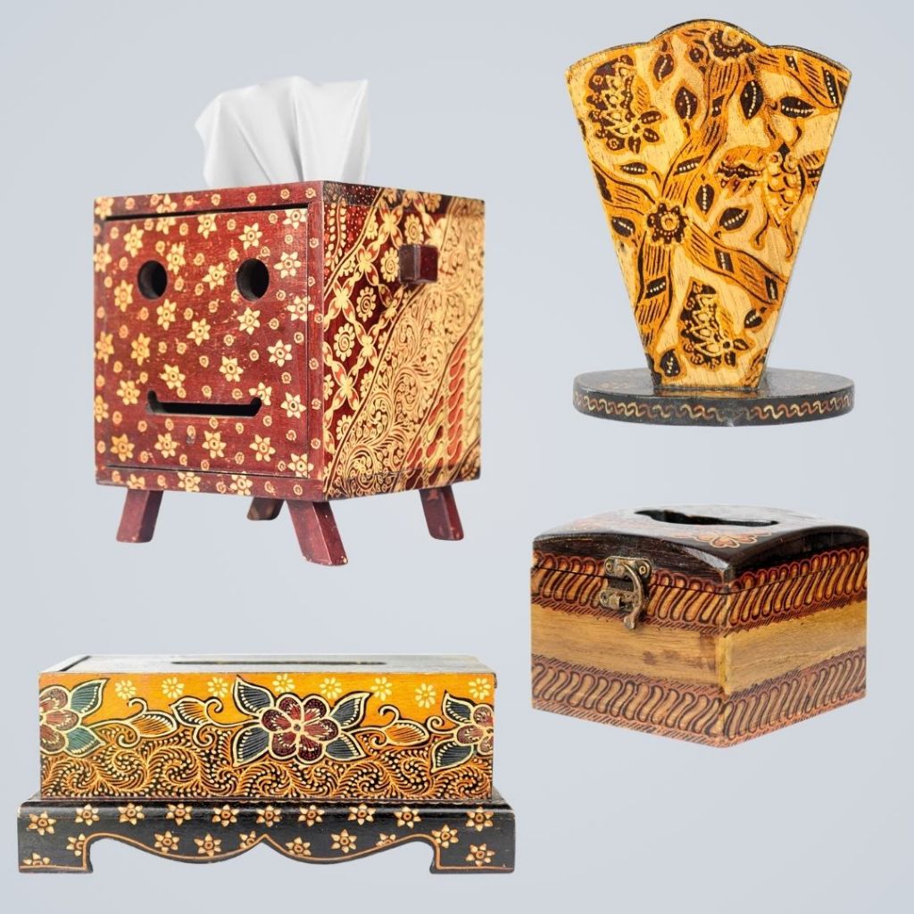 Tempat Tisu Kayu Batik | Kayu Jati | Souvenir Unik