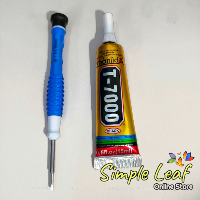Paket Obeng Bintang 0.8 / Obeng Plus +1.5 Universal Hp Android Smartphone + Lem T7000 15ml Original