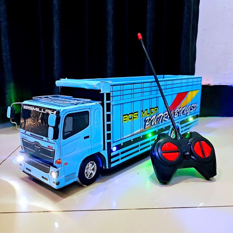 Mainan Miniatur Truk Remot_Miniatur Truk TRONTON HINO 500 BIRU