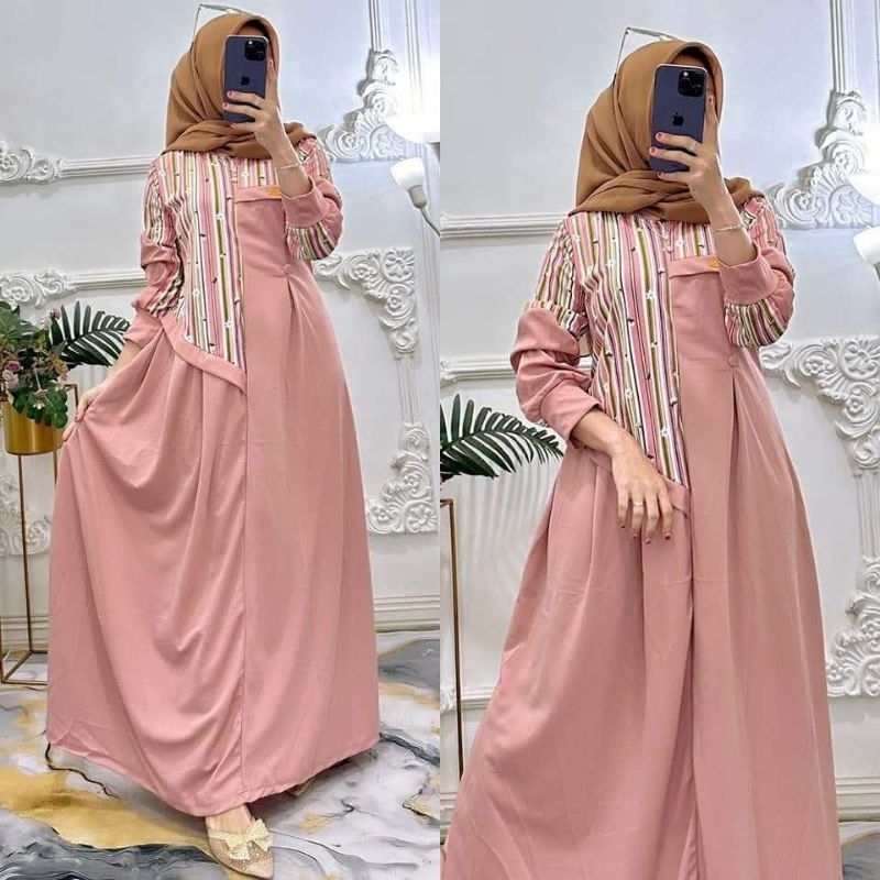 Gamis salur bunga dewasa | gamis voxy dewasa
