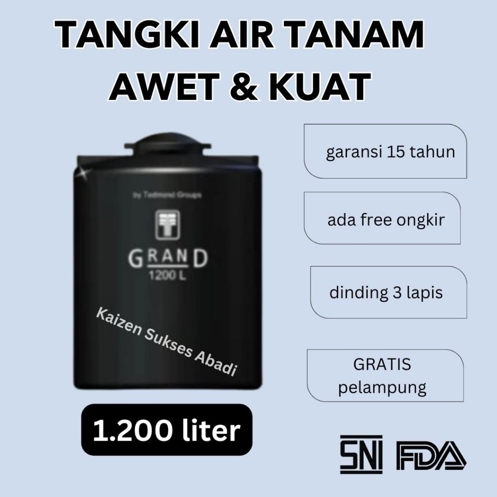 tangki toren tandon air bawah tanah plastik merek tedmond grand pendam tanam underground u ground vo