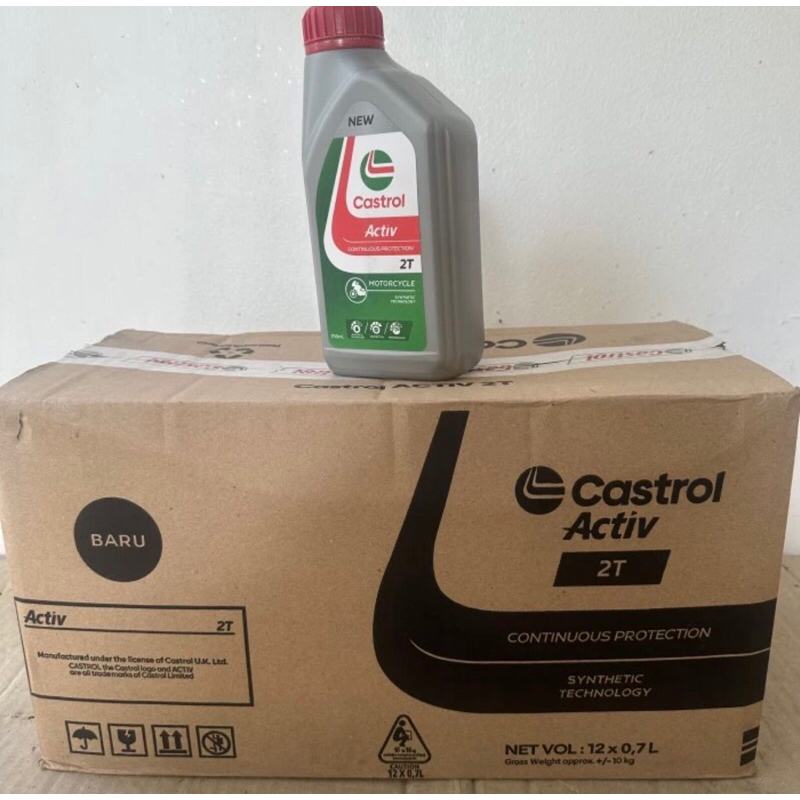 Oli Mesin Castrol Activ 2T 0,7 Satu Dus Isi 12 Botol Kemasan Baru