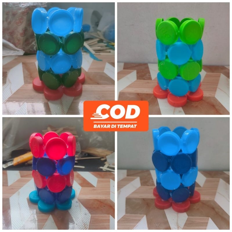 

tempat pensil tutup botol bekas prakarya terbaru kerajinan tangan