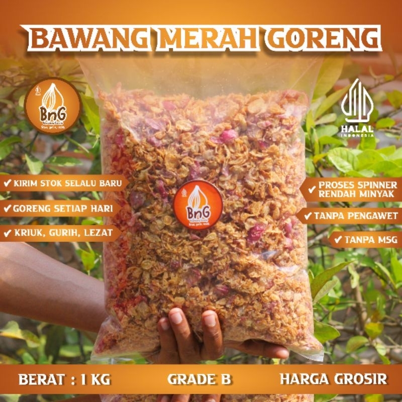 

[1 KG] BAWANG MERAH GORENG - BnG GRADE B