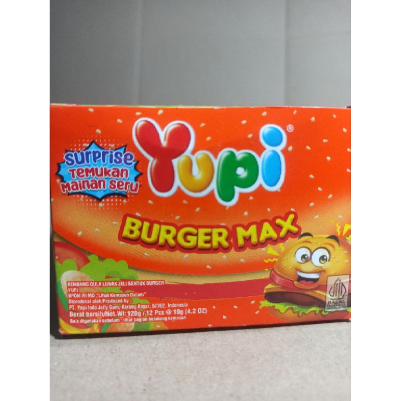 

Yupi Permen Jelly Candy Gummy BURGER MAX Xtra Besar 1 box 12 pcs