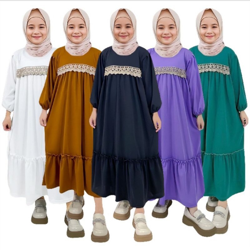 gamis anak terbaru/muslim anak perempuan /gamis renda