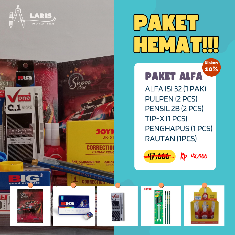 

Paket Buku tulis / alat tulis sekolah / kantor / anak / Buku Alfa 32