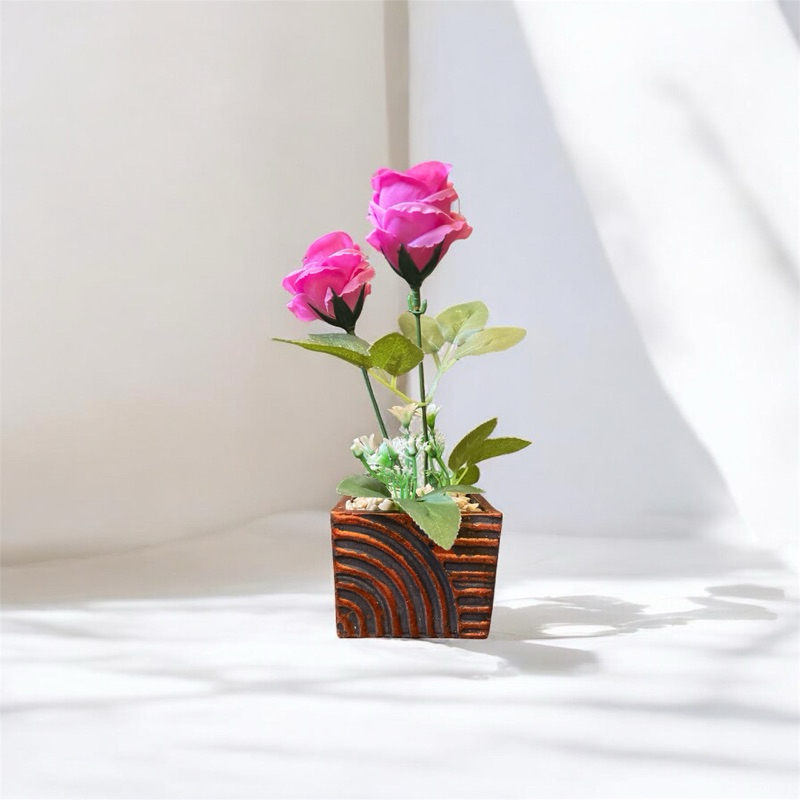 [MAWAR UNGU] POT VAS BUNGA PLASTIK HIAS ARTFICAL FLOWER UNTUK HIASAN DEKORASI RUMAH