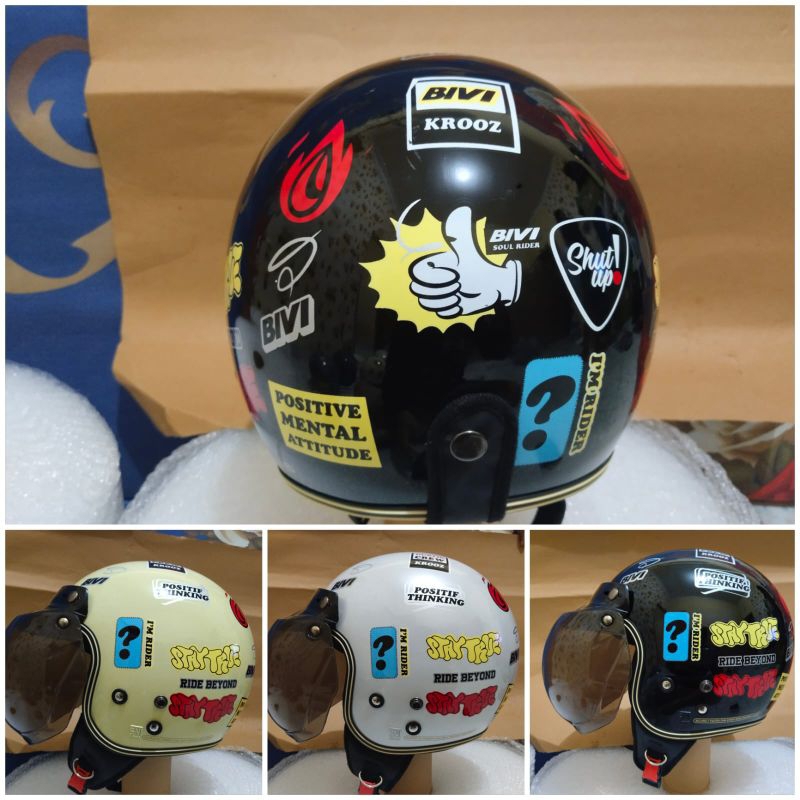 BIVI Helm Bogo Retro Classik Motif Cros - Gaya Klasik, Perlindungan Maksimal