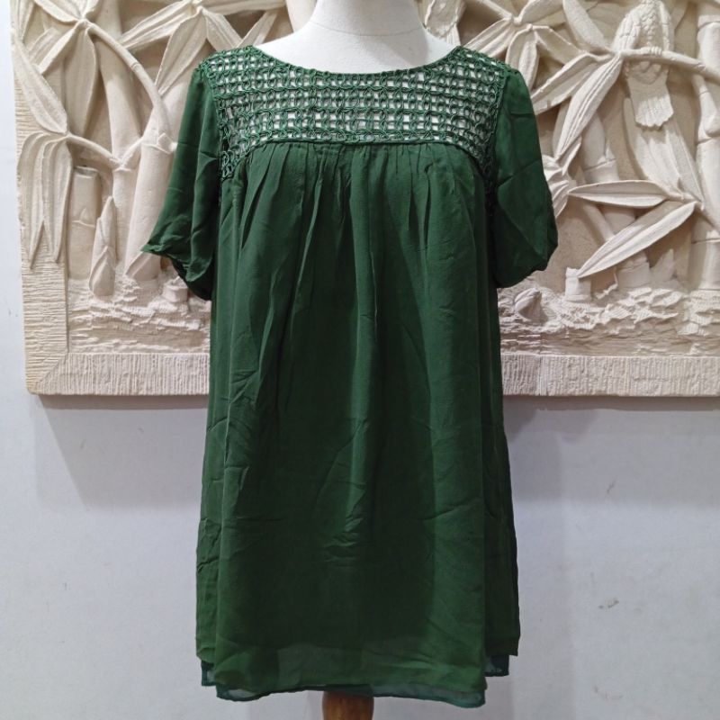 Atasan Wanita / Blouse Hijau Botol Prelove Rasa Baru