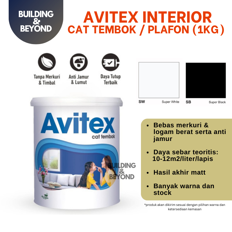 CAT TEMBOK INTERIOR AVITEX AVIAN KEMASAN 1 KG HITAM PUTIH