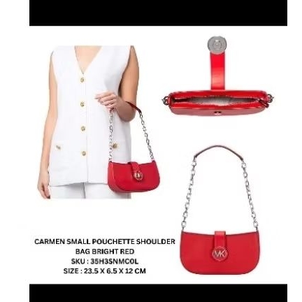 Tas MK Carmen small Pouchette shoulder bright Red New