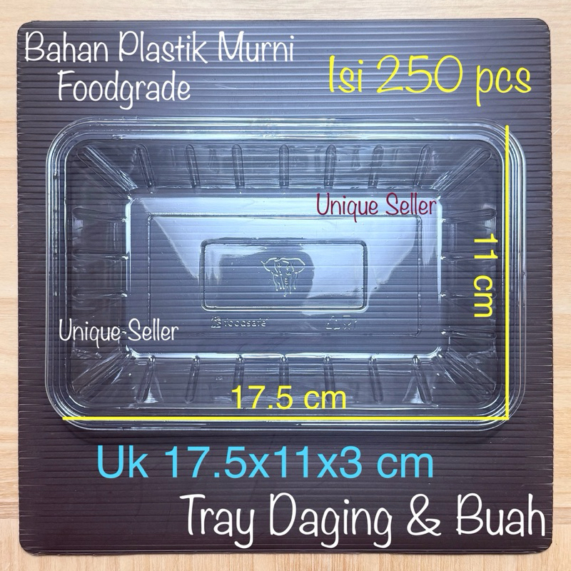 [Isi250] Tray Buah & Daging Plastik Bening TX 17.5x11x3 cm Sekali Pakai / Tray Buah Plastik Bening /