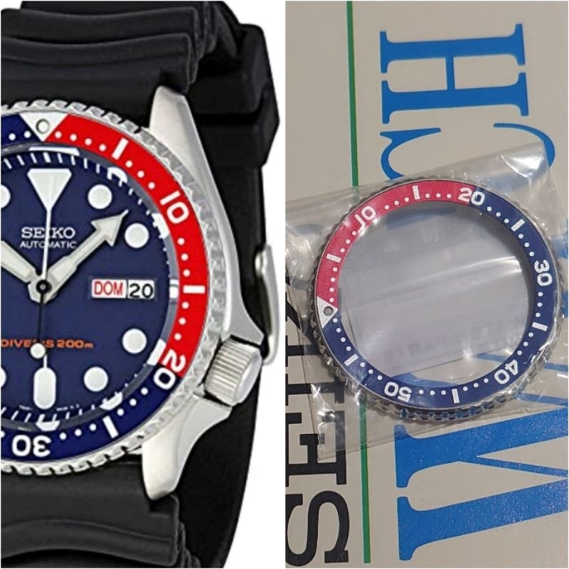 Bezel +  Insert Seiko SKX009 SKX175 SKX401 Pepsi 7S26-0020