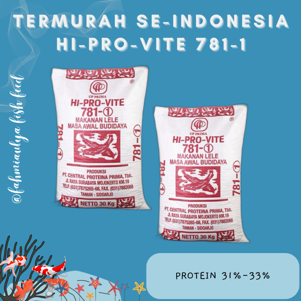 PAKAN IKAN HI PRO VITE  T78, 781, 783, 785, 788  Pakan Ikan Lele Nila Gurame Patin Gabus Bandeng