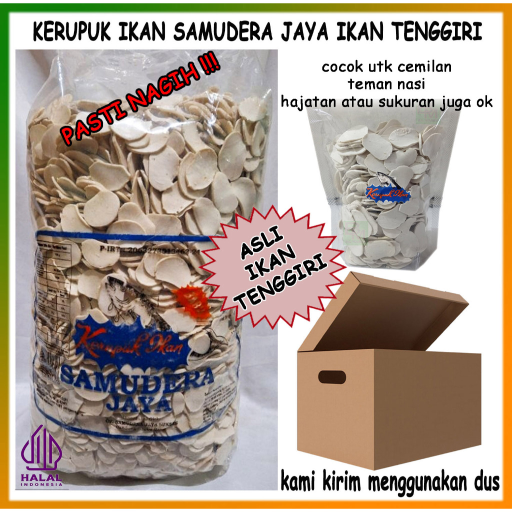 kerupuk ikan tenggiri mentah Samudera jaya Samudra 1000 gram